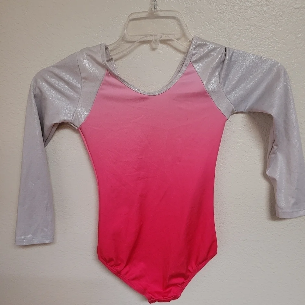 Vogue Fashions Pink and Silver Long Sleeve Leotard